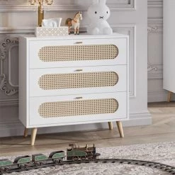 Calicosy Commodes Et Cabinets Commode 3 Tiroirs Façade Avec Cannage En Rotin - L85 X H88 Cm 11 Calicosy Commodes Et Cabinets Commode 3 Tiroirs Façade Avec Cannage En Rotin - L85 X H88 Cm -Coffres et malles Soldes commode 3 tiroirs facade avec cannage en rotin l85 x h88 cm 9