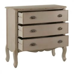 Altobuy Commodes Et Cabinets Commode 3 Tiroirs L.84,5 Cm Coloris Crème Aspect Vieilli -Coffres et malles Soldes commode 3 tiroirs l 84 5 cm coloris creme aspect vieilli 2