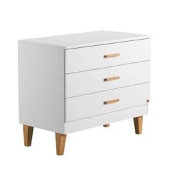 Calicosy Commodes Et Cabinets Commode 3 Tiroirs L100 X H86.5 Cm - Blanc -Coffres et malles Soldes commode 3 tiroirs l100 x h86 5 cm blanc 4