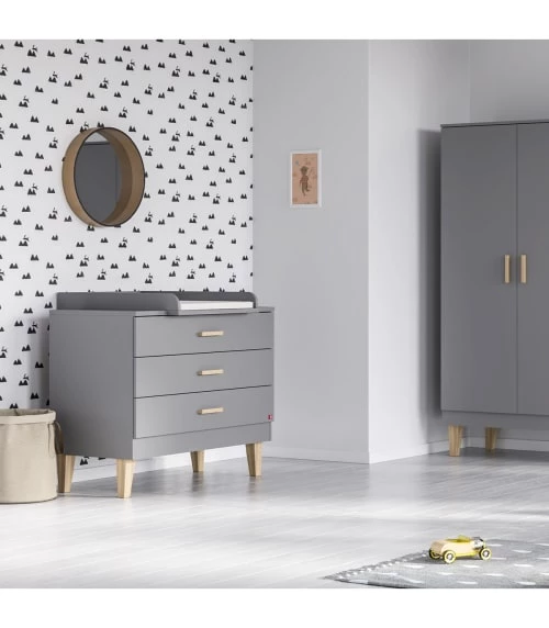Calicosy Commodes Et Cabinets Commode 3 Tiroirs L100 X H86.5 Cm - Gris 5 Calicosy Commodes Et Cabinets Commode 3 Tiroirs L100 X H86.5 Cm - Gris – Image 3