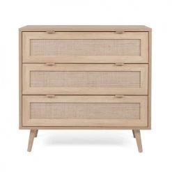 Calicosy Commodes Et Cabinets Commode 3 Tiroirs L80 Cm - Impression Effet Rotin