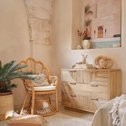 Maisons Du Monde Commodes Et Cabinets Commode 3 Tiroirs Marqueterie De Rotin Beige -Coffres et malles Soldes commode 3 tiroirs marqueterie de rotin beige 1000 13 1 219925 4