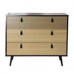 Calicosy Commodes Et Cabinets Commode 3 Tiroirs Motifs Chevron - Marron