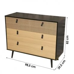 Calicosy Commodes Et Cabinets Commode 3 Tiroirs Motifs Chevron - Marron -Coffres et malles Soldes commode 3 tiroirs motifs chevron marron 4