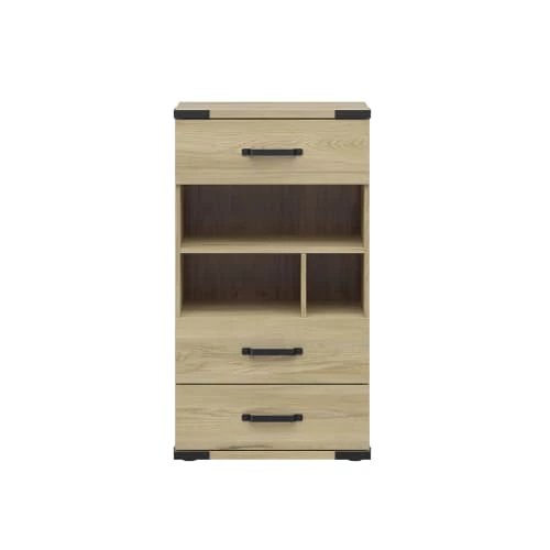 Brw Commodes Et Cabinets Commode 3 Tiroirs Naturel Et Noir 5 Brw Commodes Et Cabinets Commode 3 Tiroirs Naturel Et Noir – Image 3