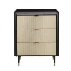 Maisons Du Monde Commodes Et Cabinets Commode 3 Tiroirs Noire, Beige Et Dorée