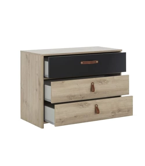 Calicosy Commodes Et Cabinets Commode 3 Tiroirs Style Industriel - Marron 4 Calicosy Commodes Et Cabinets Commode 3 Tiroirs Style Industriel - Marron – Image 2