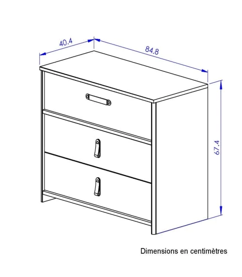 Calicosy Commodes Et Cabinets Commode 3 Tiroirs Style Industriel - Marron 6 Calicosy Commodes Et Cabinets Commode 3 Tiroirs Style Industriel - Marron – Image 4