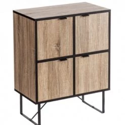 Wadiga Commodes Et Cabinets Commode 4 Placards En Bois Et Métal Noir 60x35x78cm