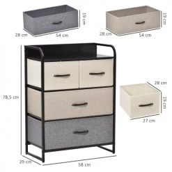 Homcom Commodes Et Cabinets Commode 4 Tiroir Tissu Gris Beige écru Châssis Métal Noir 8 Homcom Commodes Et Cabinets Commode 4 Tiroir Tissu Gris Beige écru Châssis Métal Noir -Coffres et malles Soldes commode 4 tiroir tissu gris beige ecru chassis metal noir 2