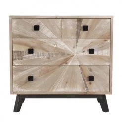 MACABANE Commodes Et Cabinets Commode 4 Tiroirs Beige Pieds En Sapin Noir -Coffres et malles Soldes commode 4 tiroirs beige pieds en sapin noir 4