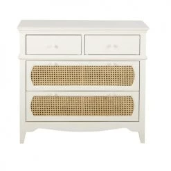 Maisons Du Monde Commodes Et Cabinets Commode 4 Tiroirs Blanc Cassé Cannage En Rotin