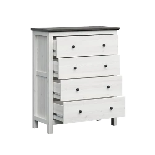 Brw Commodes Et Cabinets Commode 4 Tiroirs Blanc Et Naturel Foncé 4 Brw Commodes Et Cabinets Commode 4 Tiroirs Blanc Et Naturel Foncé – Image 2
