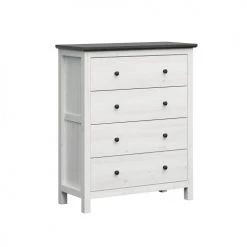 Brw Commodes Et Cabinets Commode 4 Tiroirs Blanc Et Naturel Foncé