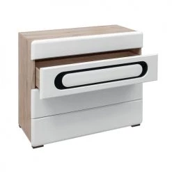 Brw Commodes Et Cabinets Commode 4 Tiroirs Blanc Et Noir Laqué -Coffres et malles Soldes commode 4 tiroirs blanc et noir laque 2