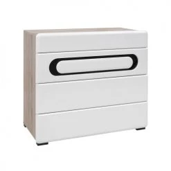 Brw Commodes Et Cabinets Commode 4 Tiroirs Blanc Et Noir Laqué