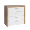 Brw Commodes Et Cabinets Commode 4 Tiroirs Blanche Et Naturelle -Coffres et malles Soldes commode 4 tiroirs blanche et naturelle