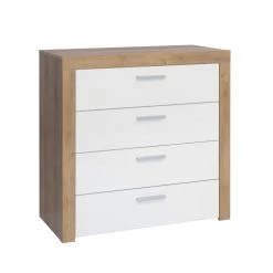 Brw Commodes Et Cabinets Commode 4 Tiroirs Blanche Et Naturelle