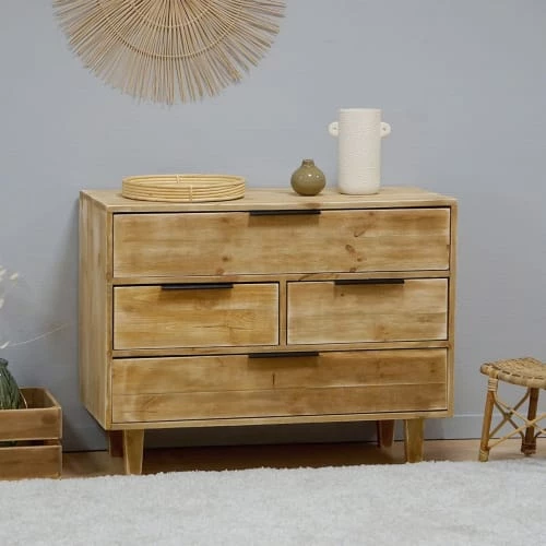 Dendro Commodes Et Cabinets Commode 4 Tiroirs Bois Massif 4 Dendro Commodes Et Cabinets Commode 4 Tiroirs Bois Massif – Image 2