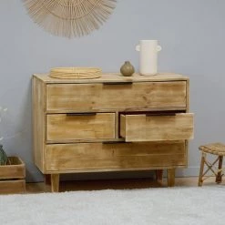 Dendro Commodes Et Cabinets Commode 4 Tiroirs Bois Massif 10 Dendro Commodes Et Cabinets Commode 4 Tiroirs Bois Massif -Coffres et malles Soldes commode 4 tiroirs bois massif 2