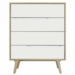 ID Kids Commodes Et Cabinets Commode 4 Tiroirs Bois Massif Bois -Coffres et malles Soldes commode 4 tiroirs bois massif blanc et bois