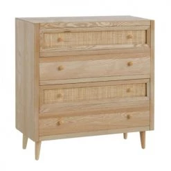 Altobuy Commodes Et Cabinets Commode 4 Tiroirs Bois Massif Et Façades Rotin