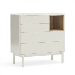 TEULAT Commodes Et Cabinets Commode 4 Tiroirs CrĂšme, 90 Cm Longueur