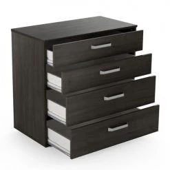 Calicosy Commodes Et Cabinets Commode 4 Tiroirs Décor Chêne - L84,7 Cm -Coffres et malles Soldes commode 4 tiroirs decor chene l84 7 cm 3