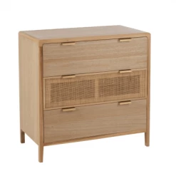 Meubles & Design Commodes Et Cabinets Commode 4 Tiroirs Design En Bois Et Rotin Naturel