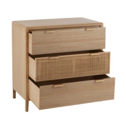 Meubles & Design Commodes Et Cabinets Commode 4 Tiroirs Design En Bois Et Rotin Naturel -Coffres et malles Soldes commode 4 tiroirs design en bois et rotin naturel 4