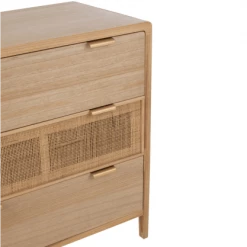 Meubles & Design Commodes Et Cabinets Commode 4 Tiroirs Design En Bois Et Rotin Naturel -Coffres et malles Soldes commode 4 tiroirs design en bois et rotin naturel 5