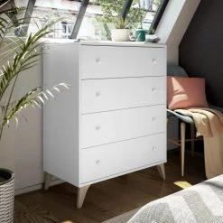 Dmora Commodes Et Cabinets Commode 4 Tiroirs Effet Bois Blanc 8 Dmora Commodes Et Cabinets Commode 4 Tiroirs Effet Bois Blanc -Coffres et malles Soldes commode 4 tiroirs effet bois blanc 1