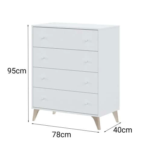 Dmora Commodes Et Cabinets Commode 4 Tiroirs Effet Bois Blanc 7 Dmora Commodes Et Cabinets Commode 4 Tiroirs Effet Bois Blanc – Image 5