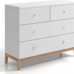 Skandica Commodes Et Cabinets Commode 4 Tiroirs En Bois Coouleur Blanc Et Bois Clair