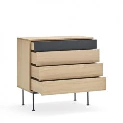 TEULAT Commodes Et Cabinets Commode 4 Tiroirs En Bois L90xH45cm Gris Anthracite -Coffres et malles Soldes commode 4 tiroirs en bois l90xh45cm gris anthracite 3