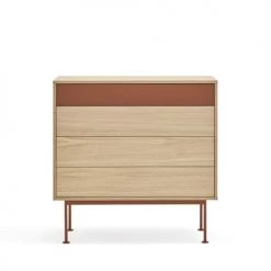 TEULAT Commodes Et Cabinets Commode 4 Tiroirs En Bois L90xH45cm Rouge Brique