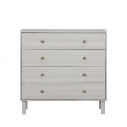 Woood Commodes Et Cabinets Commode 4 Tiroirs En Bois L94cm Gris Clair