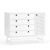 TEULAT Commodes Et Cabinets Commode 4 Tiroirs Et 1 Porte En Blanc, 97 Cm Longueur -Coffres et malles Soldes commode 4 tiroirs et 1 porte en blanc 97 cm longueur