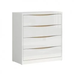 Brw Commodes Et Cabinets Commode 4 Tiroirs Et 1 Tiroir à Bijoux Salome Blanc