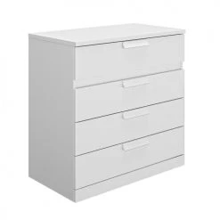 Calicosy Commodes Et Cabinets Commode 4 Tiroirs H81cm - Blanc -Coffres et malles Soldes commode 4 tiroirs h81cm blanc 3