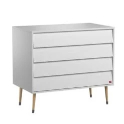 Calicosy Commodes Et Cabinets Commode 4 Tiroirs L100 X H90cm - Marron -Coffres et malles Soldes commode 4 tiroirs l100 x h90cm blanc