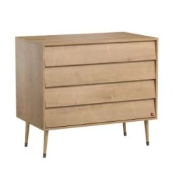 Calicosy Commodes Et Cabinets Commode 4 Tiroirs L100 X H90cm - Marron -Coffres et malles Soldes commode 4 tiroirs l100 x h90cm marron 3