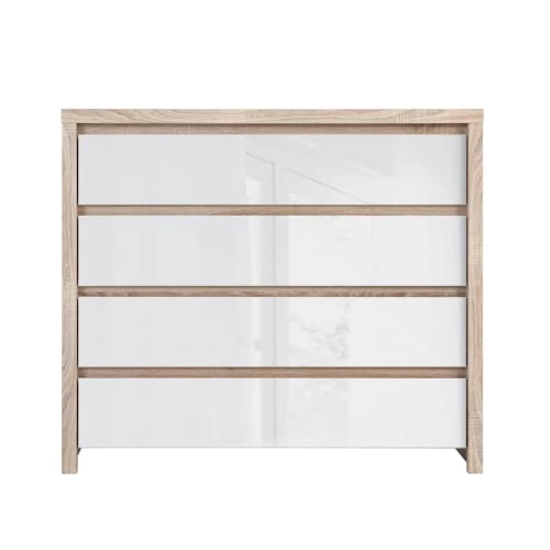 Brw Commodes Et Cabinets Commode 4 Tiroirs Naturelle Et Blanche 4 Brw Commodes Et Cabinets Commode 4 Tiroirs Naturelle Et Blanche – Image 2