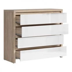 Brw Commodes Et Cabinets Commode 4 Tiroirs Naturelle Et Blanche 7 Brw Commodes Et Cabinets Commode 4 Tiroirs Naturelle Et Blanche -Coffres et malles Soldes commode 4 tiroirs naturelle et blanche 2