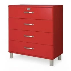 Meubles & Design Commodes Et Cabinets Commode 4 Tiroirs Style Rétro Rouge