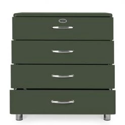 Meubles & Design Commodes Et Cabinets Commode 4 Tiroirs Style Rétro Vert Foncé -Coffres et malles Soldes commode 4 tiroirs style retro vert fonce 3
