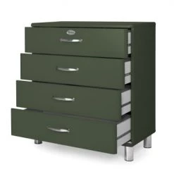 Meubles & Design Commodes Et Cabinets Commode 4 Tiroirs Style Rétro Vert Foncé -Coffres et malles Soldes commode 4 tiroirs style retro vert fonce 4