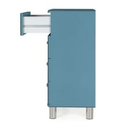 Meubles & Design Commodes Et Cabinets Commode 4 Tiroirs Style Vintage Bleu -Coffres et malles Soldes commode 4 tiroirs style vintage bleu 2