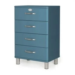 Meubles & Design Commodes Et Cabinets Commode 4 Tiroirs Style Vintage Bleu