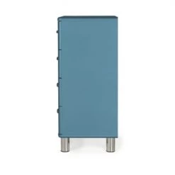 Meubles & Design Commodes Et Cabinets Commode 4 Tiroirs Style Vintage Bleu -Coffres et malles Soldes commode 4 tiroirs style vintage bleu 3